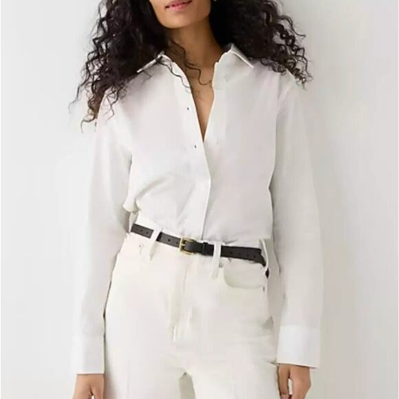 J.Crew Tops - J. CREW Slim Fit Stretch Cotton Poplin Shirt Crisp White Sz 18 {D19}